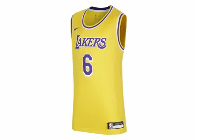 Pre-owned Nike Nba Kids Los Angeles Lakers Lebron James Icon Edition Swingman Jersey In Yellow/purple