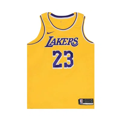 Pre-owned Nike Nba La Lakers Lebron James Icon Edition Swingman Jersey 'yellow' | Men's Size Xl