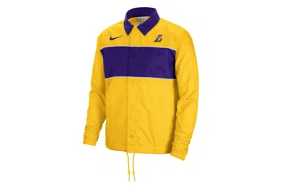 Pre-owned Nike Nba Los Angeles Lakers Courtside Full-snap Lightweight Loose Fit Jacket Yellow/purple