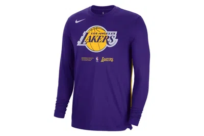 Pre-owned Nike Nba Los Angeles Lakers Dri-fit Loose Fit L/s T-shirt Purple
