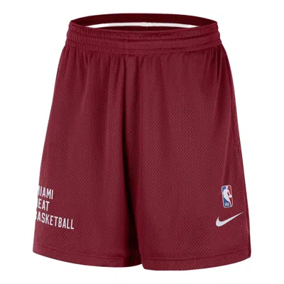 Nike Nba Mesh Shorts 'miami Heat' In Burgundy