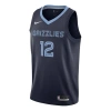 Nike Nba Team Limited Jersey Sw Fan Edition Gray Memphis Grizzlies Morant No. 12 Navy Blue Dark Blue In Black