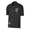 Nike Nba Toronto Raptors Alphabet Logo Printing Casual Lapel Short Sleeve Shirt Black