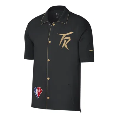 Nike Nba Toronto Raptors Alphabet Logo Printing Casual Lapel Short Sleeve Shirt Black