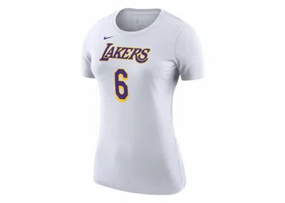 Pre-owned Nike Nba Women's Los Angeles Lakers Lebron James T-shirt In White