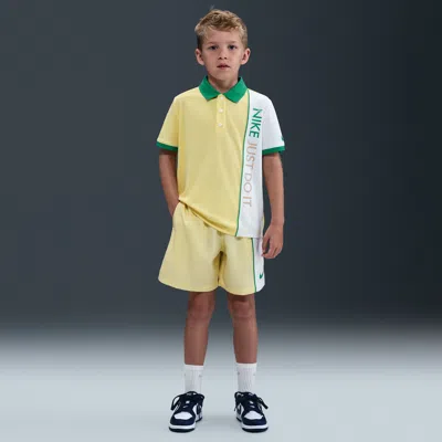 Nike Net Dri-fit Little Kids' 2-piece Shorts Set In Yellow