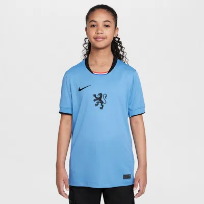 Nike Netherlands 2025 Stadium Away (women's Team) Big Kids'  Dri-fit Soccer Replica Jersey In Blue