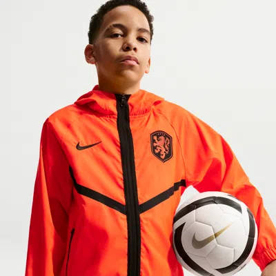 Nike Netherlands Big Kids'  Dri-fit Soccer Anthem Jacket In Orange