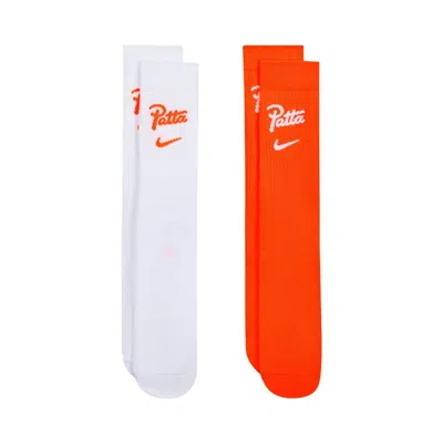 Pre-owned Nike Netherlands X Patta Everyday Essential Crew Socks (2 Pairs) 'white' | Men's Size L