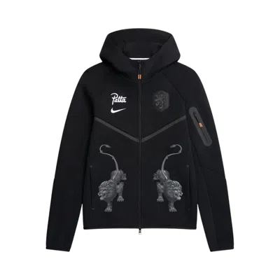 Pre-owned Nike Netherlands X Patta Tech Fleece Full-zip Windrunner Hoodie 'black' | Men's Size M