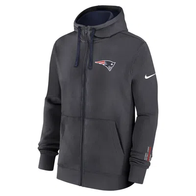 Nike New England Patriots Playbook Page Club  Men's Nfl Full-zip Hoodie In Gray