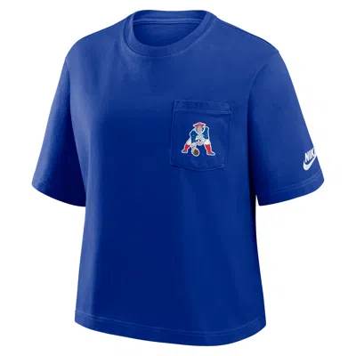NIKE NEW ENGLAND PATRIOTS REWIND POCKET BOXY  WOMEN'S NFL T-SHIRT,1015885308