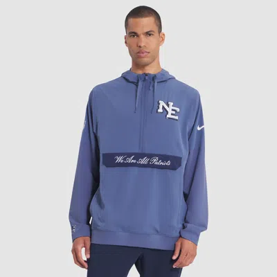 Nike New England Patriots Rivalries Collection Sideline Anorak  Men's Nfl 1/2-zip Hooded Jacket In Blue