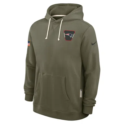 Nike New England Patriots Salute To Service Sideline Dominant Force  Men's Dri-fit Nfl Pullover Hoodie In Green