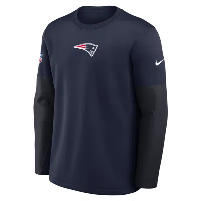Nike New England Patriots Scripted To Win Sideline Coach  Men's Therma-fit Nfl Long-sleeve T-shirt In Blue