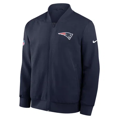 Nike New England Patriots Sideline  Men's Nfl Full-zip Bomber Jacket In Blue