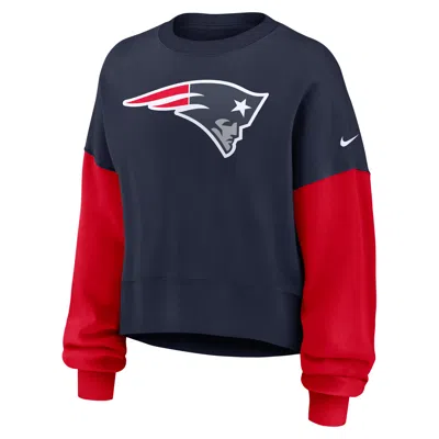 Nike New England Patriots  Women's Nfl Pullover Crew In Blue