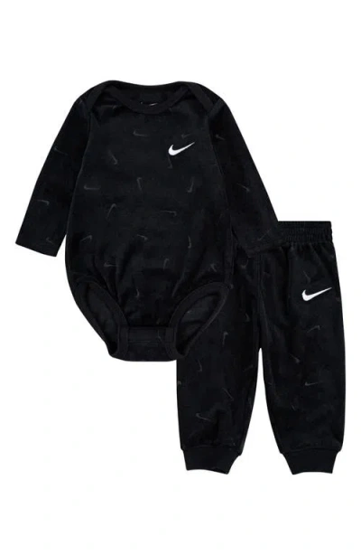 Nike Babies'  New Impressions Bodysuit & Joggers Set In Black