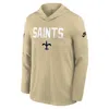 Nike Gold New Orleans Saints Sideline Alt Pack Dri-fit Lightweight Hooded Top In Gold