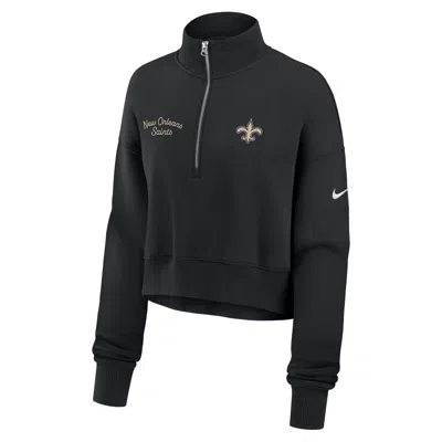 Nike New Orleans Saints Phoenix  Women's Nfl Cropped 1/4-zip Crew In Black
