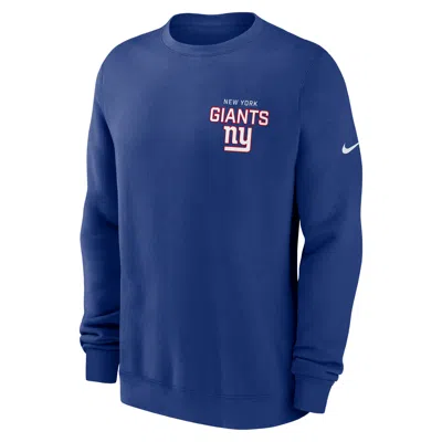 Nike Royal New York Giants Primetime Club Fleece Pullover Sweatshirt In Blue