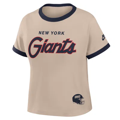 Nike New York Giants Rewind Ringer Mod  Women's Nfl Cropped T-shirt In Brown