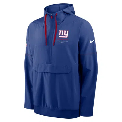 Nike New York Giants Sideline Anorak  Men's Nfl 1/2-zip Hooded Jacket In Blue