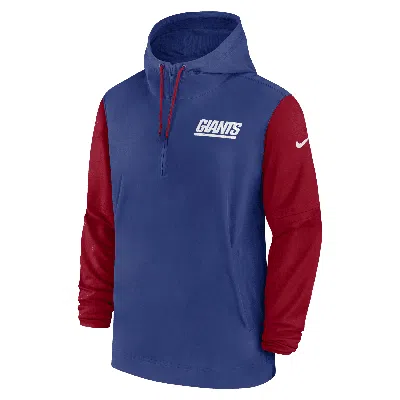 Nike New York Giants Sideline Pre-game Player  Men's Nfl 1/2-zip Hooded Jacket In Blue