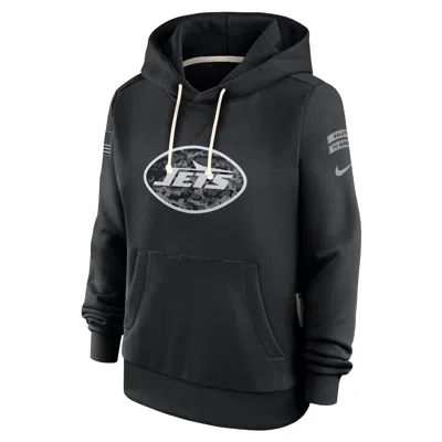 Nike New York Jets Salute To Service Sideline  Women's Dri-fit Nfl Pullover Hoodie In Black