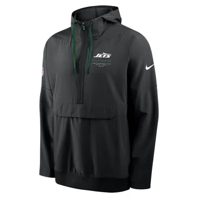 Nike New York Jets Sideline Anorak  Men's Nfl 1/2-zip Hooded Jacket In Black