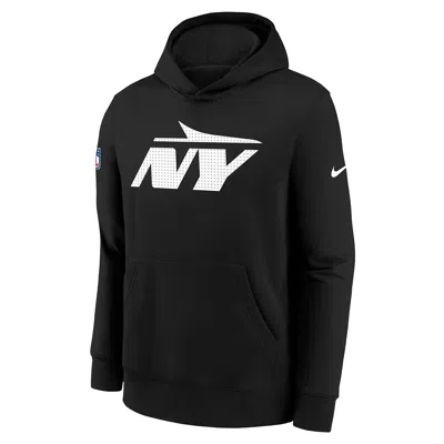 Nike New York Jets Sideline Club Big Kids'  Nfl Pullover Hoodie In Black