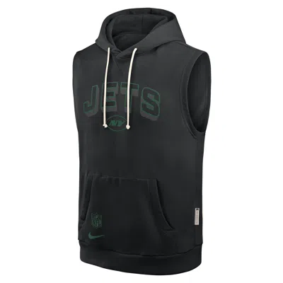 Nike New York Jets Sideline  Men's Dri-fit Nfl Sleeveless Pullover Hoodie In Black