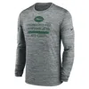 Nike Gray New York Jets Sideline Velocity Performance Long Sleeve T-shirt