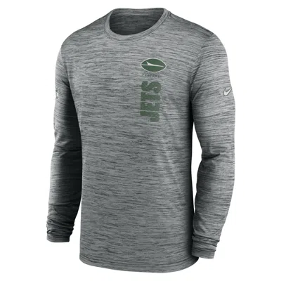 Nike Gray New York Jets 2024 Sideline Velocity Performance Long Sleeve T-shirt In Grey