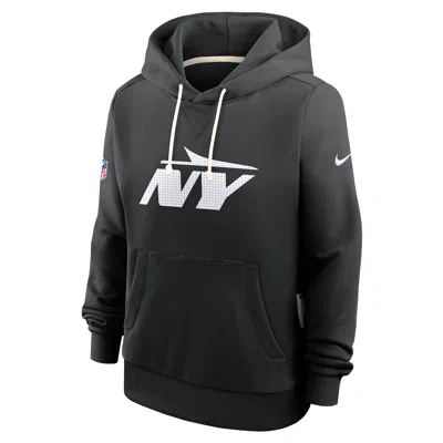 Nike New York Jets Sideline  Women's Dri-fit Nfl Pullover Hoodie In Black