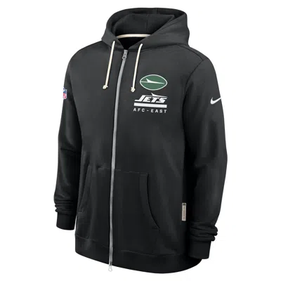 Nike New York Jets Utility Player Sideline  Men's Dri-fit Nfl Full-zip Hoodie In Black