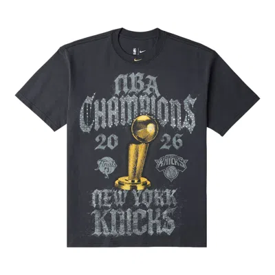 Pre-owned Nike New York Knicks 2026 Nba Finals Champions Authentic On Court T-shirt 'black' | Men's Size L