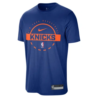 Nike New York Knicks Authentics  Men's Dri-fit Nba Practice T-shirt In Blue