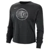 Nike New York Knicks Courtside  Women's Nba Shine Boxy Long-sleeve T-shirt In Black