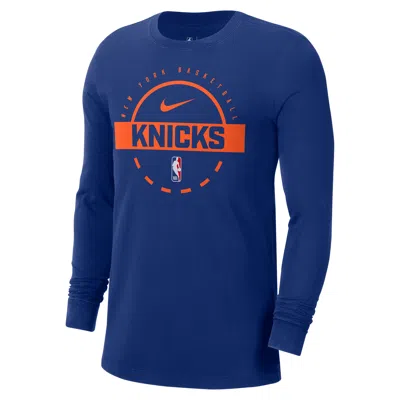 NIKE NEW YORK KNICKS  MEN'S NBA PRACTICE LONG-SLEEVE T-SHIRT,1015744167