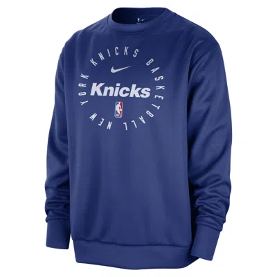 Nike New York Knicks Spotlight  Men's Dri-fit Nba Crew-neck Sweatshirt In Blue