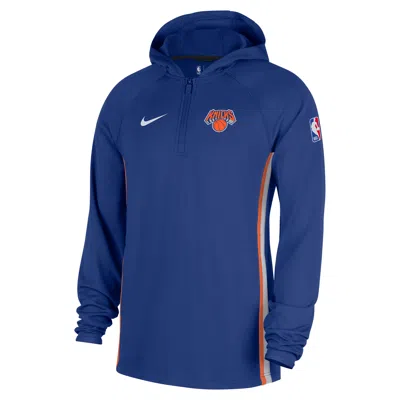 Nike New York Knicks Zoned  Men's Dri-fit Nba 1/4-zip Hoodie In Blue