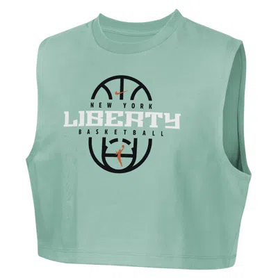 Nike New York Liberty  Authentics Big Kids' (girls') Sleeveless Cropped T-shirt In Blue