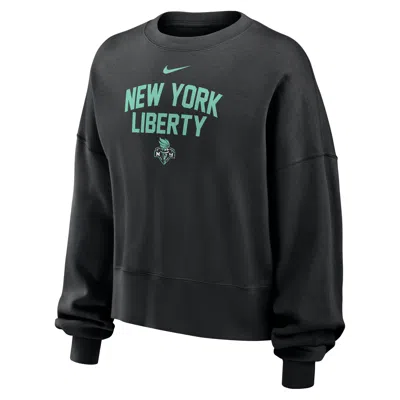 Nike New York Liberty Phoenix Fleece  Women's Wnba Crew-neck Sweatshirt In Black