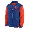 Nike New York Mets Authentic Collection Dugout  Men's Mlb Full-zip Bomber Jacket In Blue