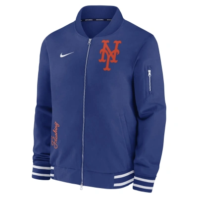 Nike New York Mets Authentic Collection  Men's Mlb Full-zip Bomber Jacket In Blue