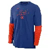 Nike New York Mets Authentic Collection Player  Men's Dri-fit Mlb Pullover Sweatshirt In Blue