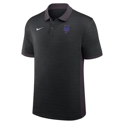 Nike New York Mets Authentic Collection Striped Victory  Men's Dri-fit Mlb Polo In Black