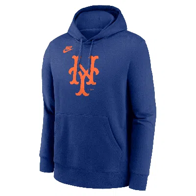 Nike Royal New York Mets Cooperstown Collection Logo Club Pullover Hoodie In Blue