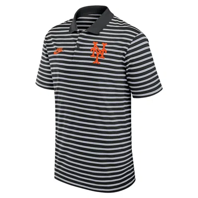 Nike New York Mets Cooperstown Striped Victory  Men's Dri-fit Mlb Polo In Black